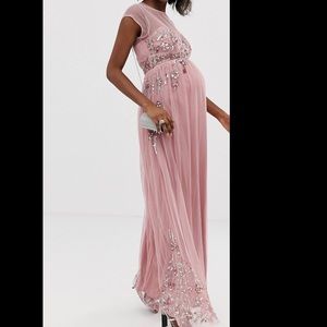 Pink Maya Maternity Embellished Gown